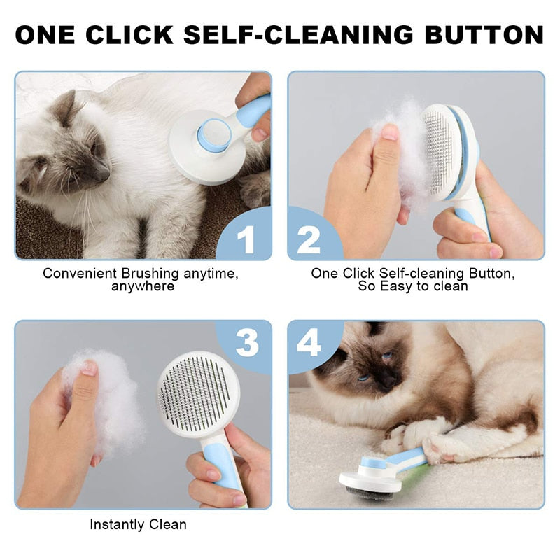 Ergonomic Self Cleaning Pet Grooming Brush