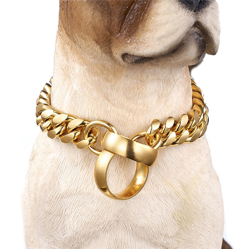 Luxury Gold Big Dog Chain Collar