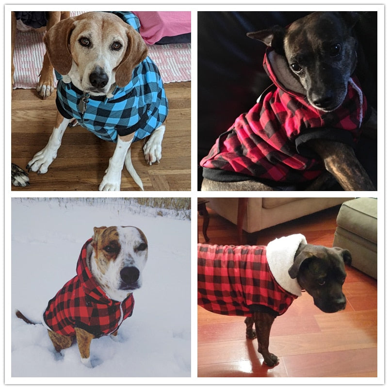 Classic Plaid Thick Fleece Dog Coat