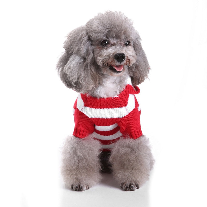 Fashion Cute Red Striped Dog Sweater