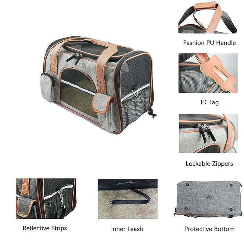 PU Handle Portable Small Dog Carrier