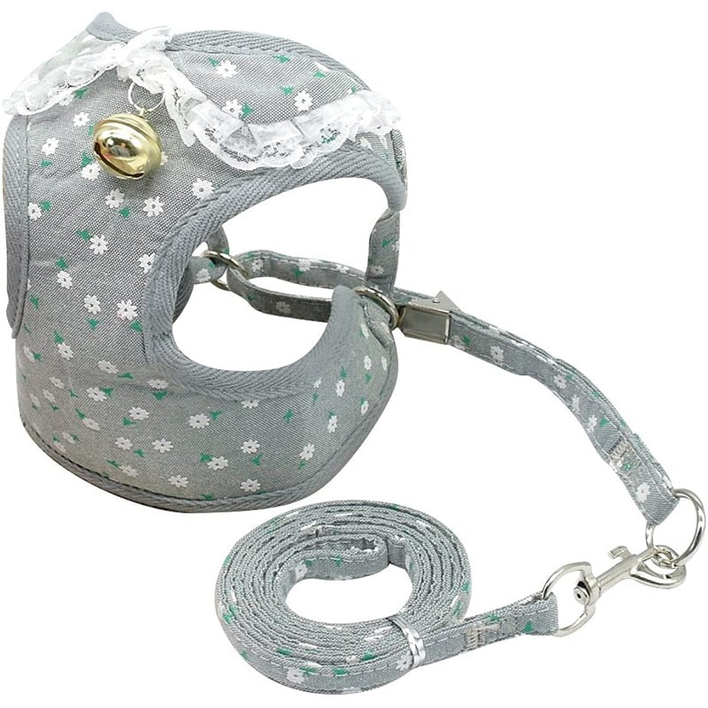 Durable Floral Dog Harness And Leash Set