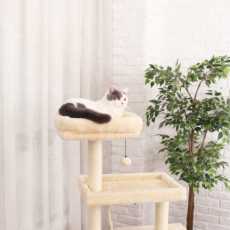 White Cat Scratcher Tower Furniture