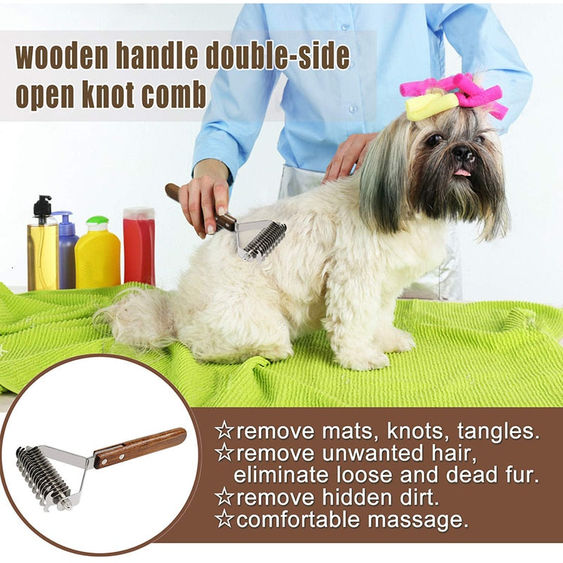 Professional Wooden Handle Dog Brush