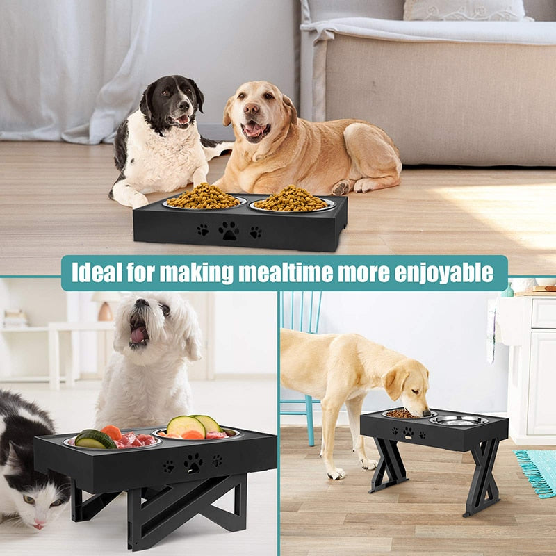 Adjustable 3 Heights Elevated Dog Feeder