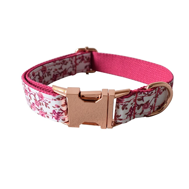 Luxury Pink Flower Dog Collar Set