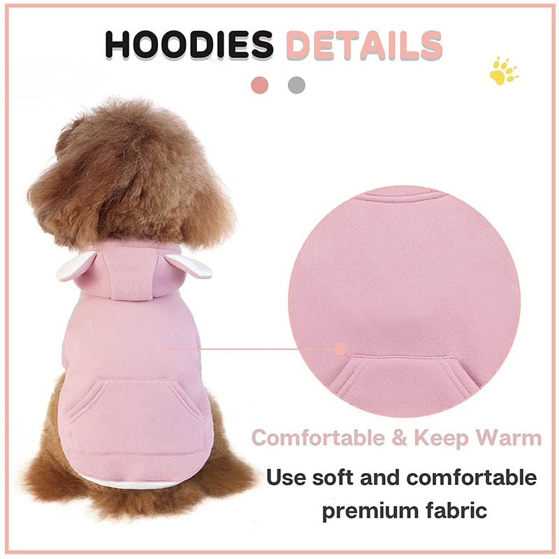 Warm Bunny Ear Small Dog Hooded Sweatshirt