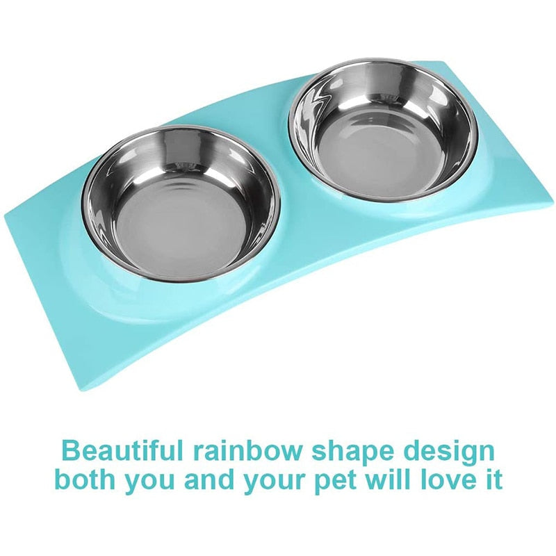 Curved Shape Raised Double Dog Bowl