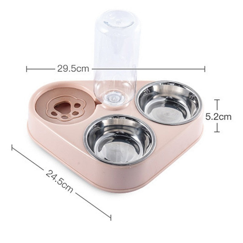 3 in 1 Stainless Steel Dog Pink Bowl