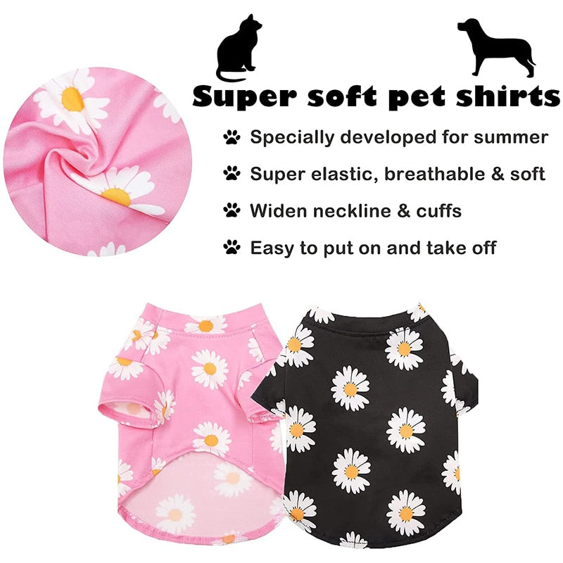 Flower Printed Stretchy Dog Shirt