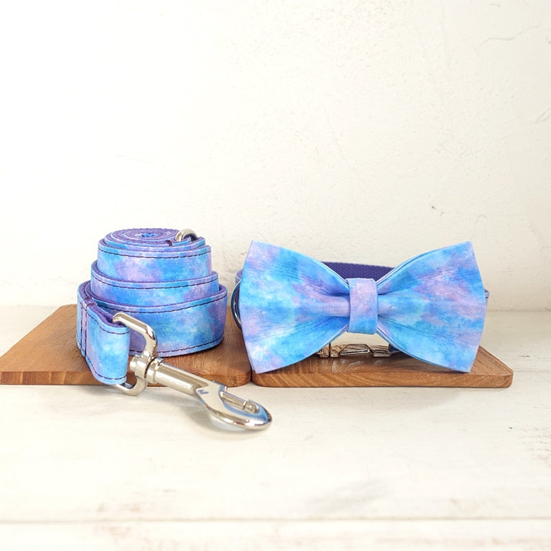 Blue Marble Luxury Dog Collar Set