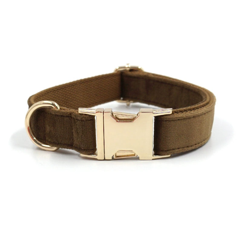 Luxury Brown Velvet Dog Harness