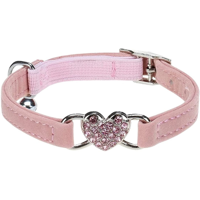 Adjustable Heart Bling Pet Collar