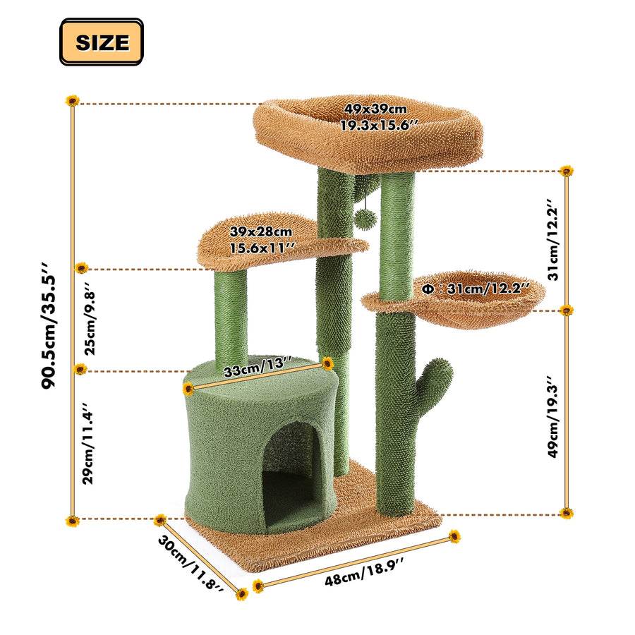 Cute Cactus Cat Tree Tower