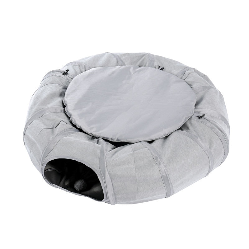 Gray Cat Foldable Crossing Tunnel