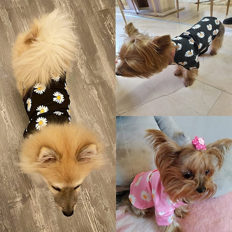 Flower Printed Stretchy Dog Shirt