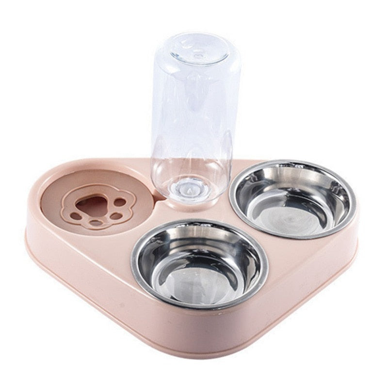 3 in 1 Stainless Steel Dog Pink Bowl