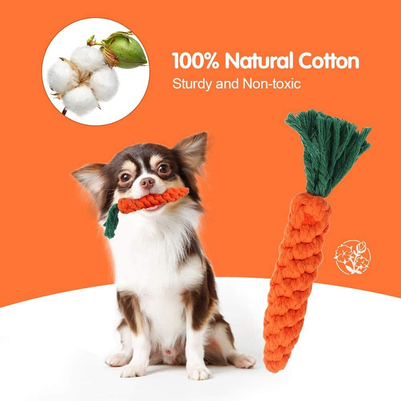 Cotton Fiber Carrot Dog Rope Toy