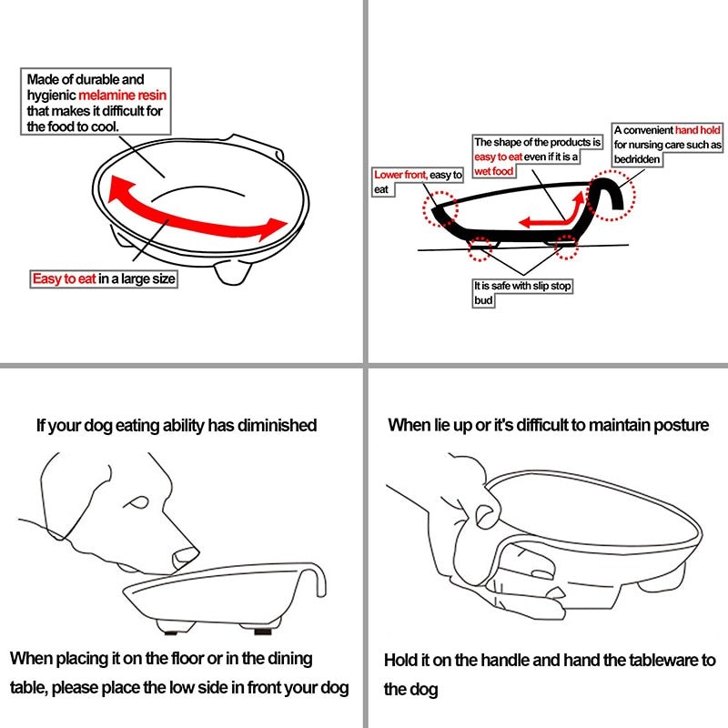 Melamine Hand Supported Dog Bowl