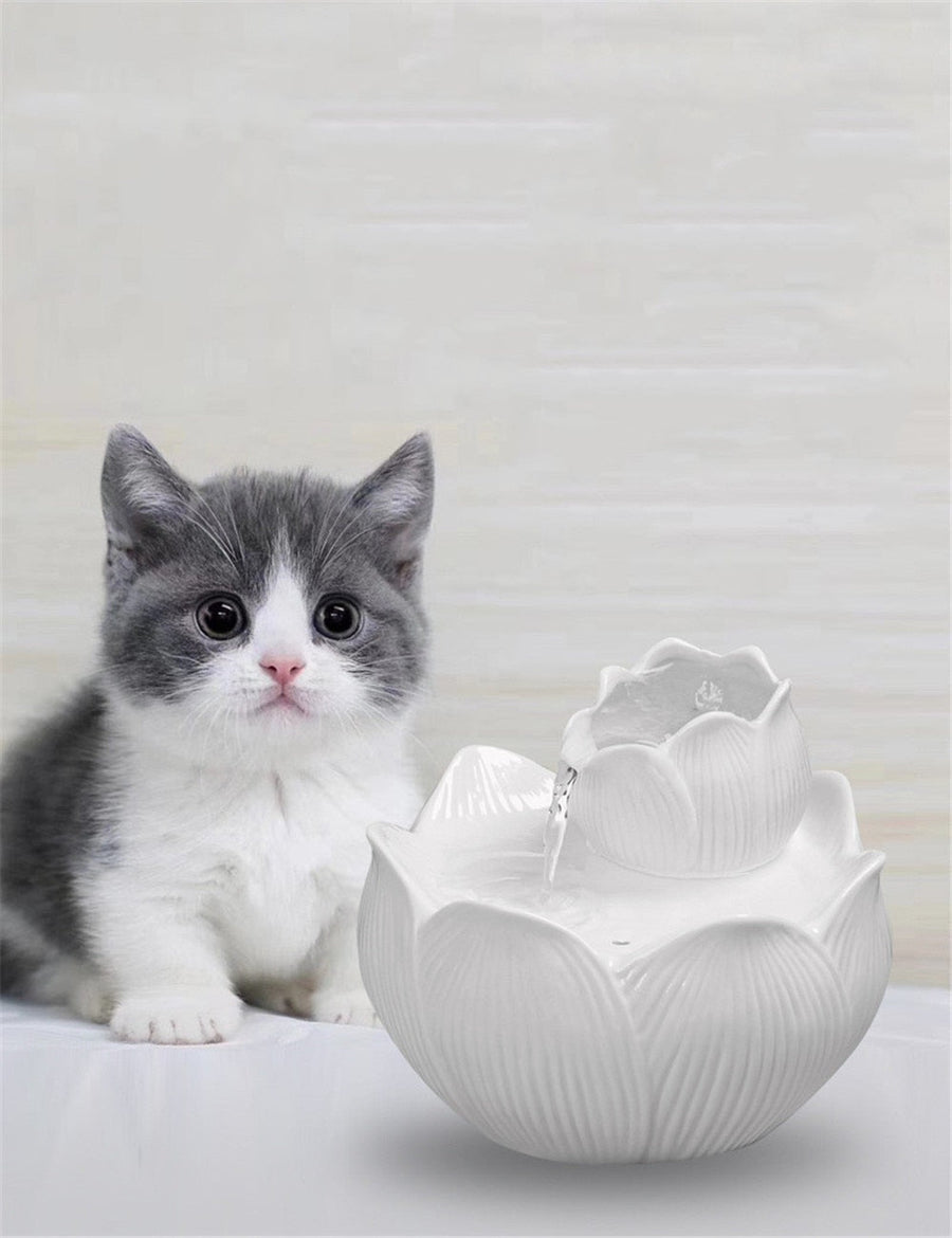 1.5L Ceramic Lotus Pet Water Fountain