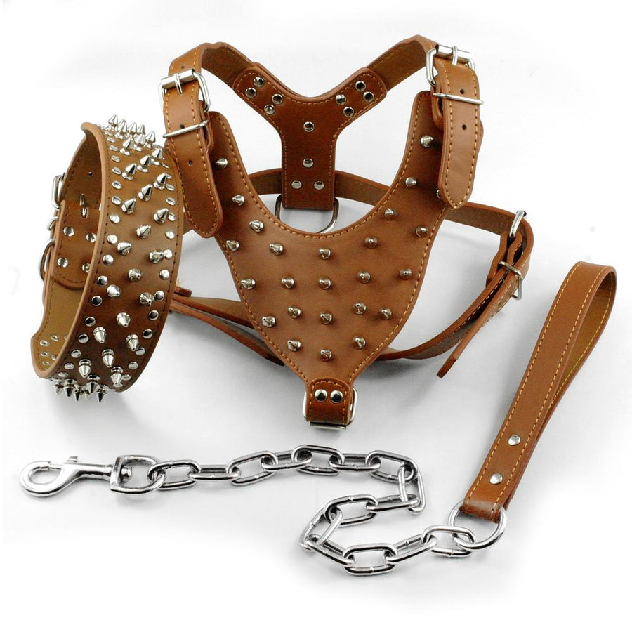 Spiked Studded Leather Dog Harness