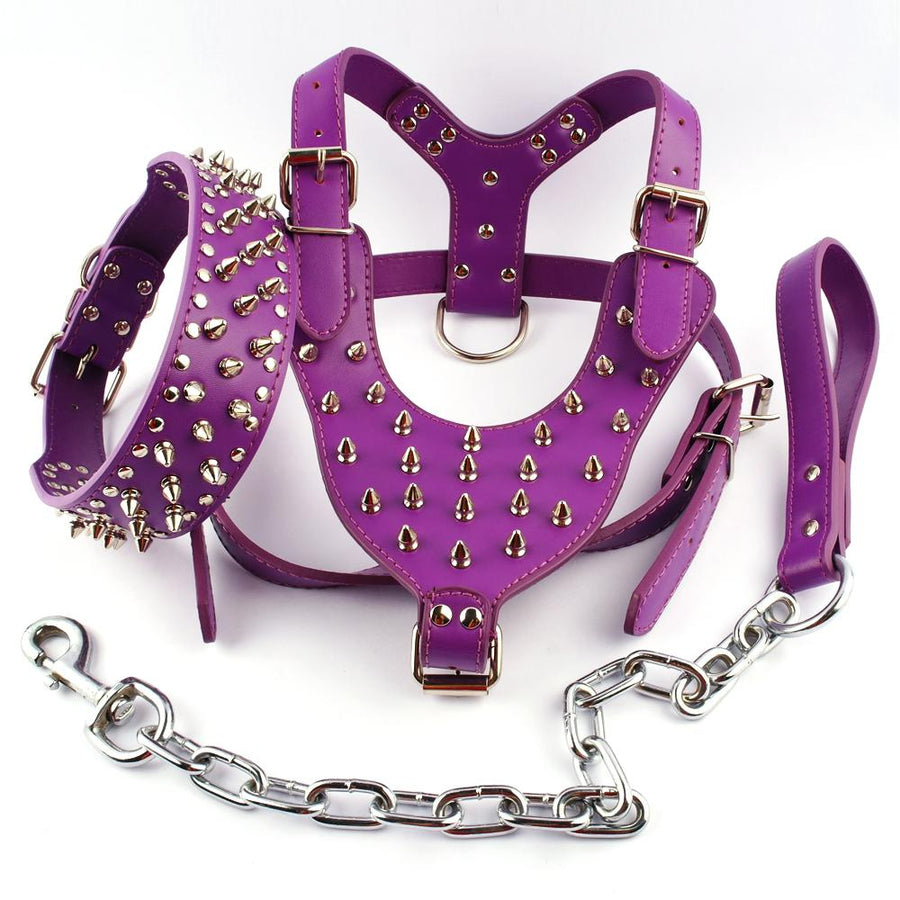 Spiked Studded Leather Dog Harness