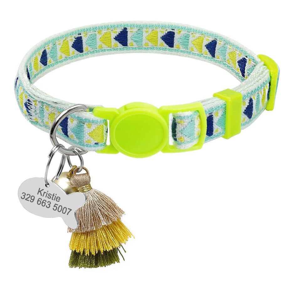 Cat Collar With Bell Fish Tag