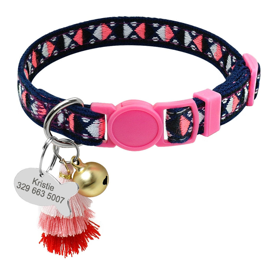 Cat Collar With Bell Fish Tag