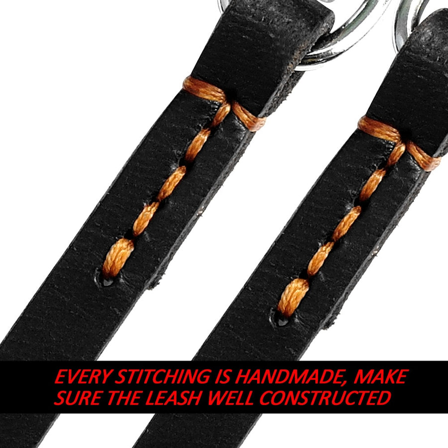 2 Ways Black Leather Dog Leash