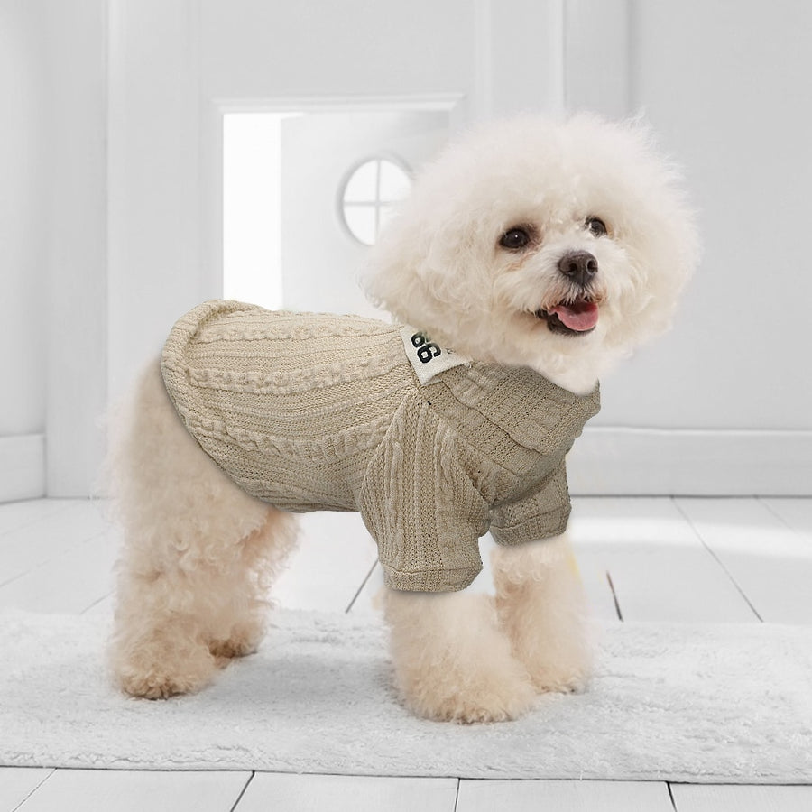 Classic Brown Turtleneck Dog Sweater