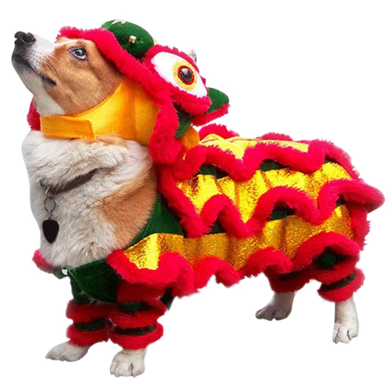 Funny Dog Dragon Dance Lion Costumes