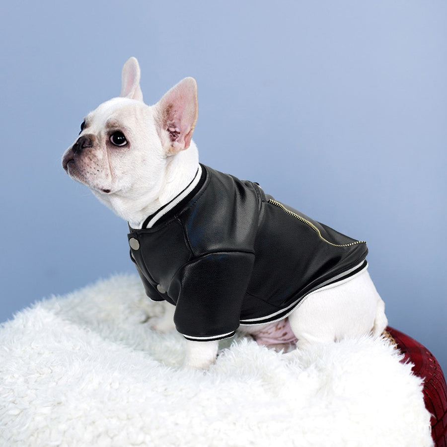 Black Leather Dog Jacket