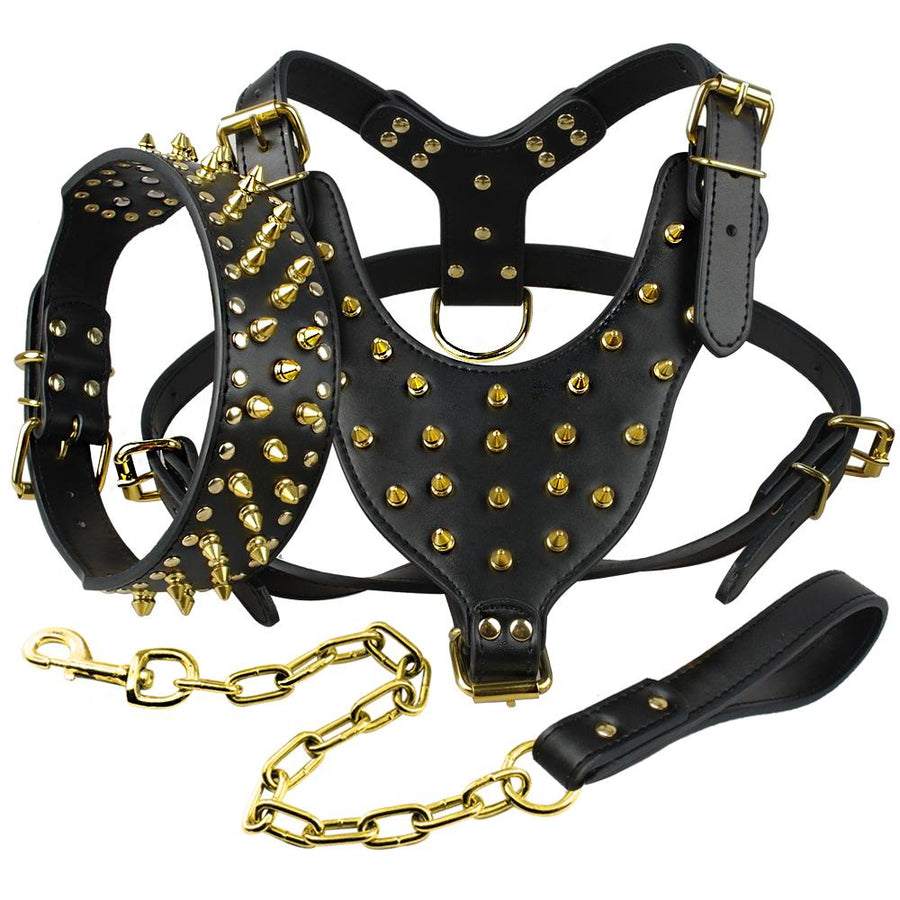 Spiked Studded Leather Dog Harness