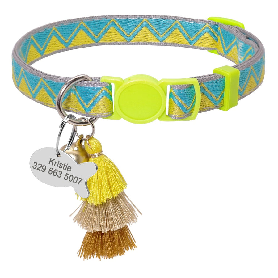 Cat Collar With Bell Fish Tag