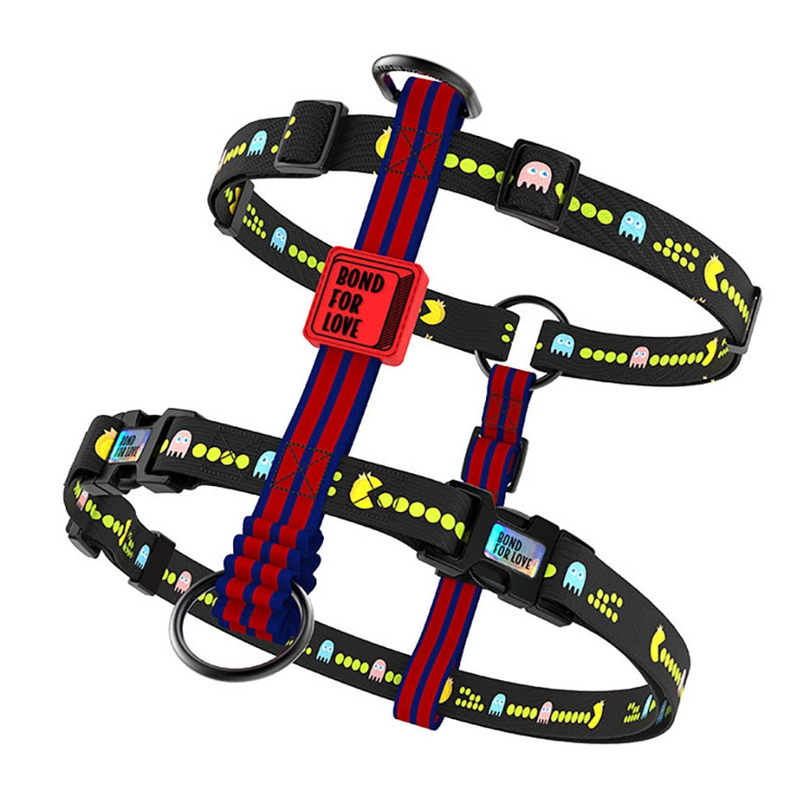 Black Pac Man Dog Harness