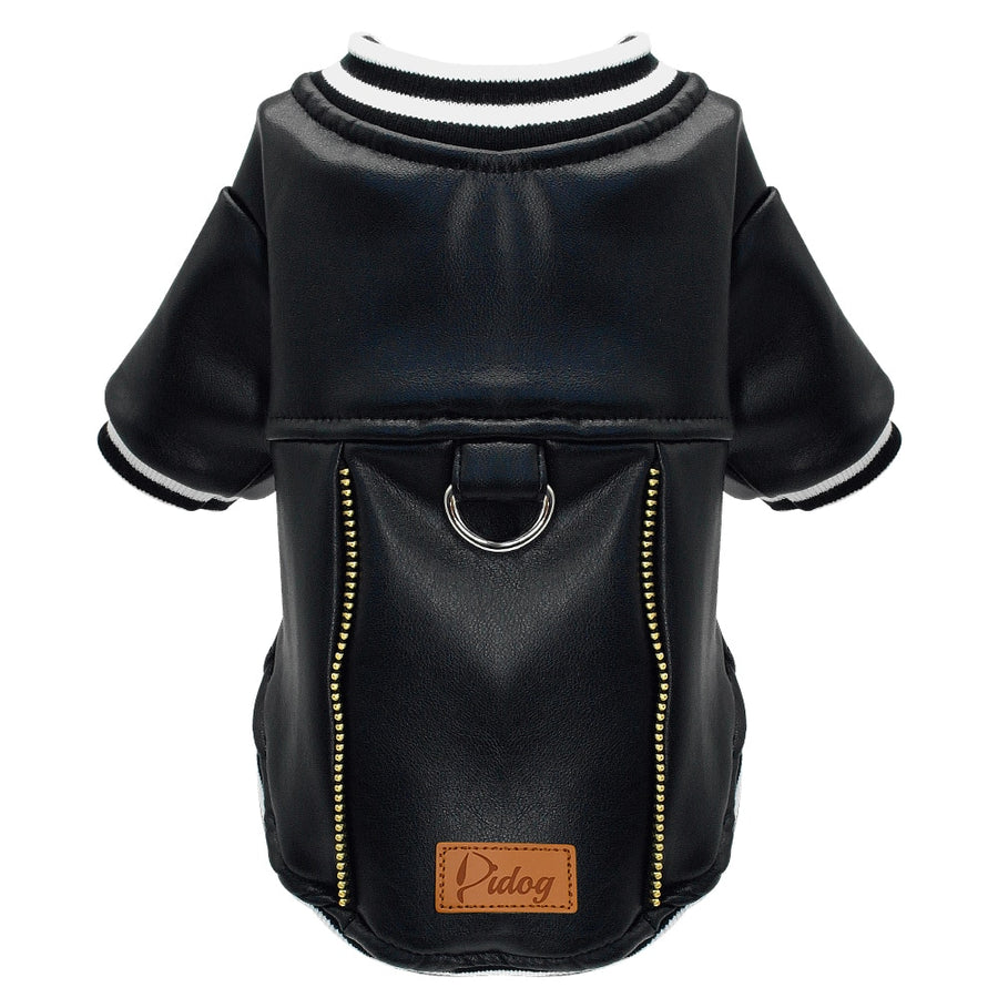 Black Leather Dog Jacket