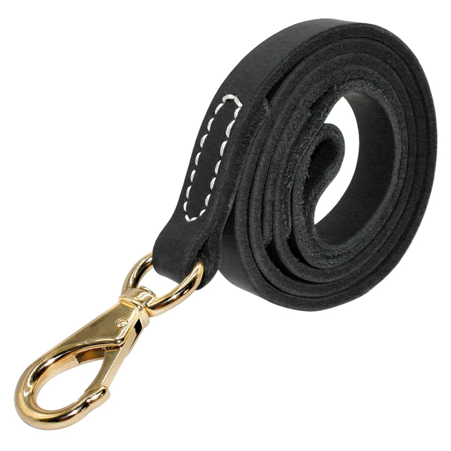 Genuine Black Leather Dog Leash