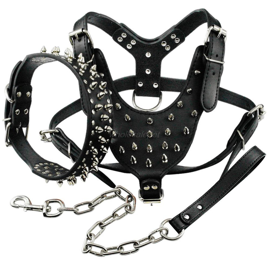 Spiked Studded Leather Dog Harness