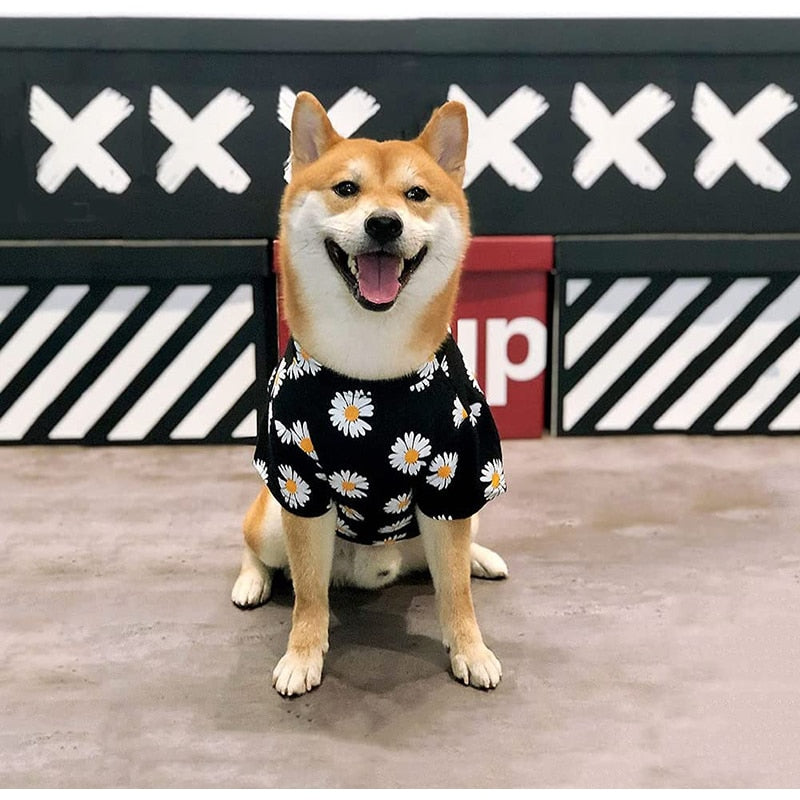 Flower Printed Stretchy Dog Shirt