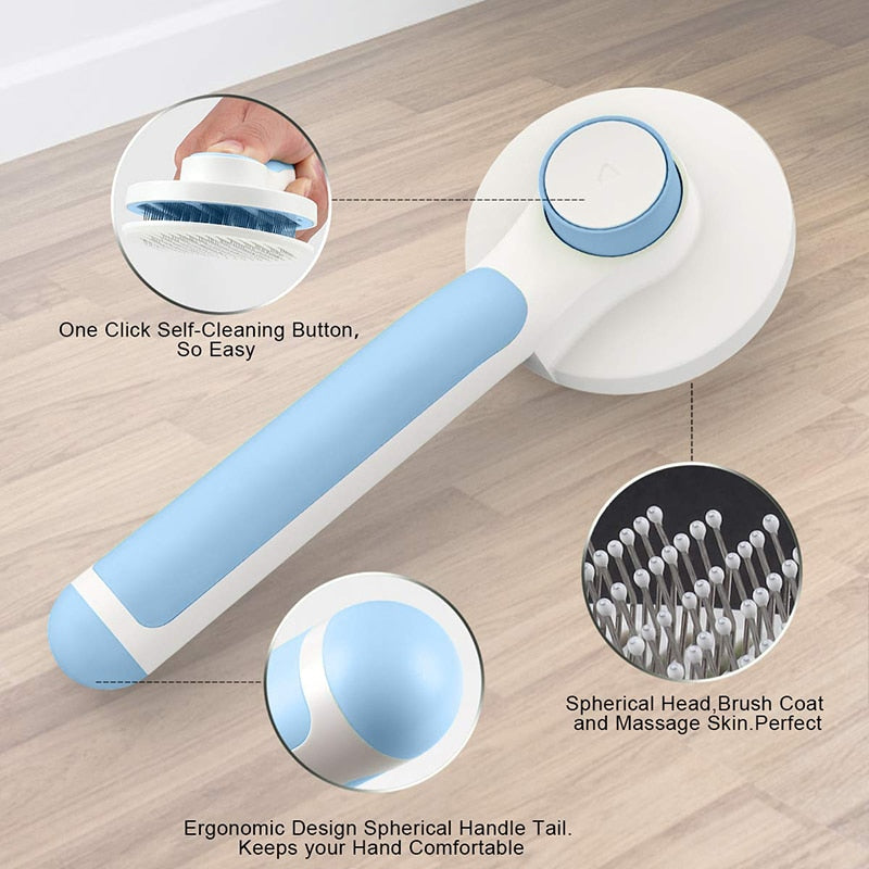 Ergonomic Self Cleaning Pet Grooming Brush