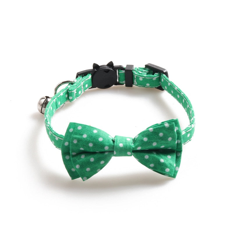 Colorful Dot Bowknot Cat Collar