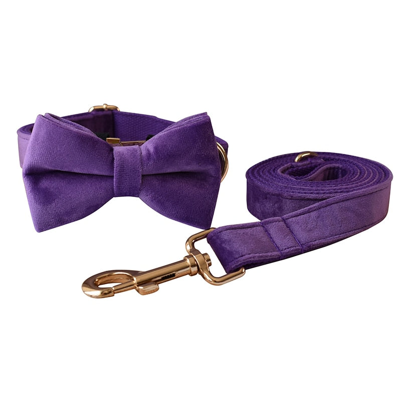 Luxury Purple Flannelette Dog Collar Set