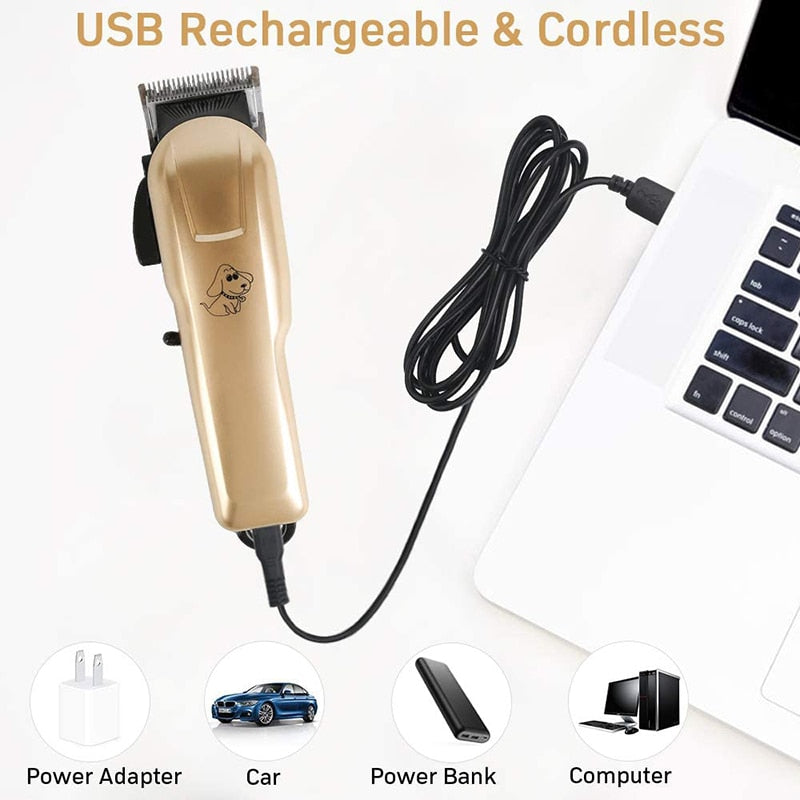 USB Low Noise Cordless Dog Hair Trimmer