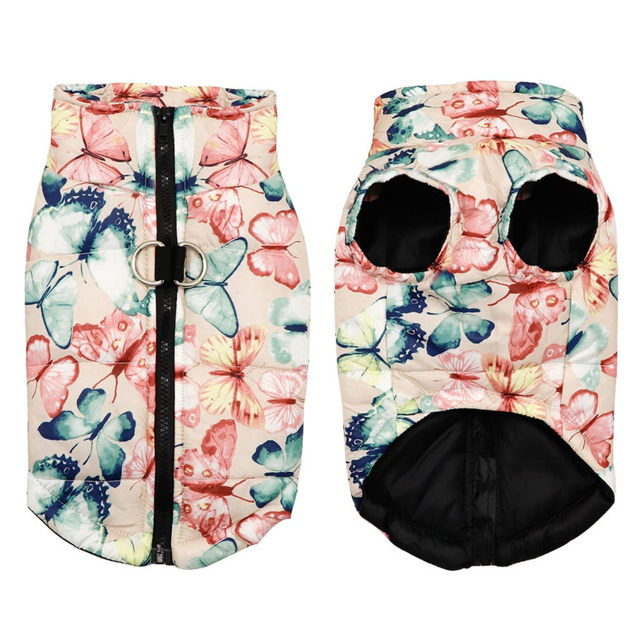 Butterfly Print Warm Dog Coat