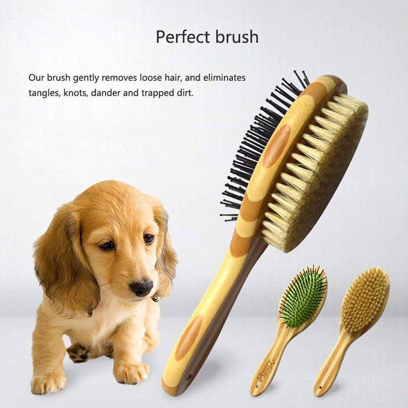 Double Sided Pin Bristle Dog Brush