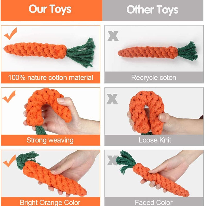 Cotton Fiber Carrot Dog Rope Toy