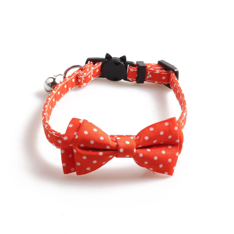 Colorful Dot Bowknot Cat Collar