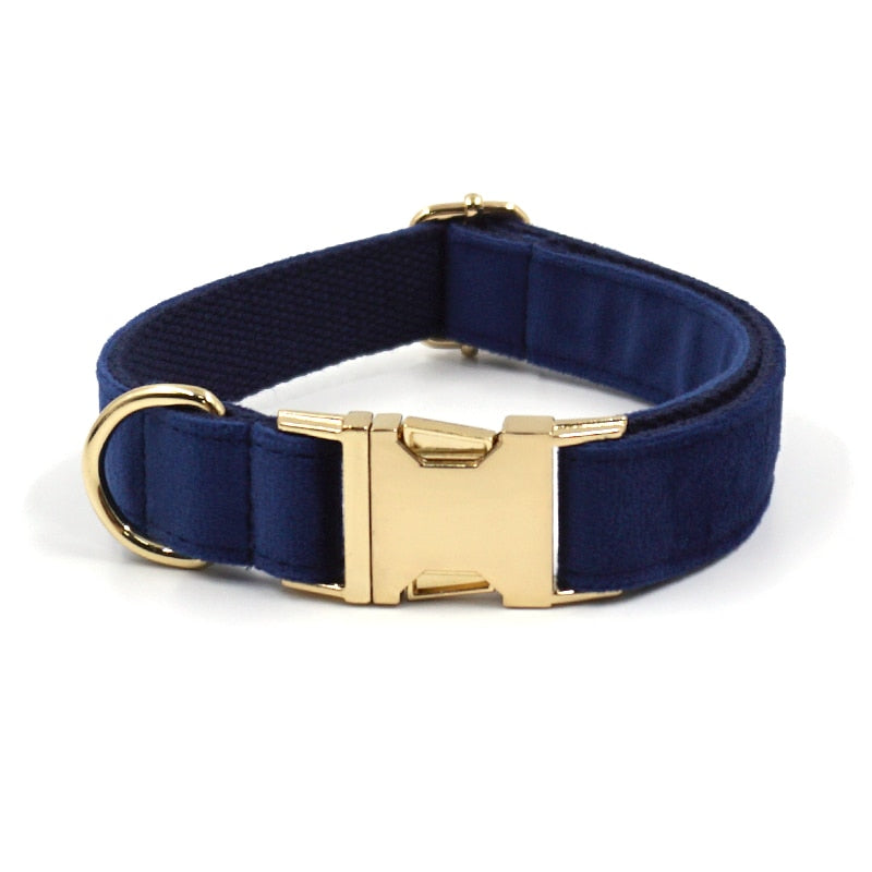 Luxury Deep Blue Velvet Dog Harness