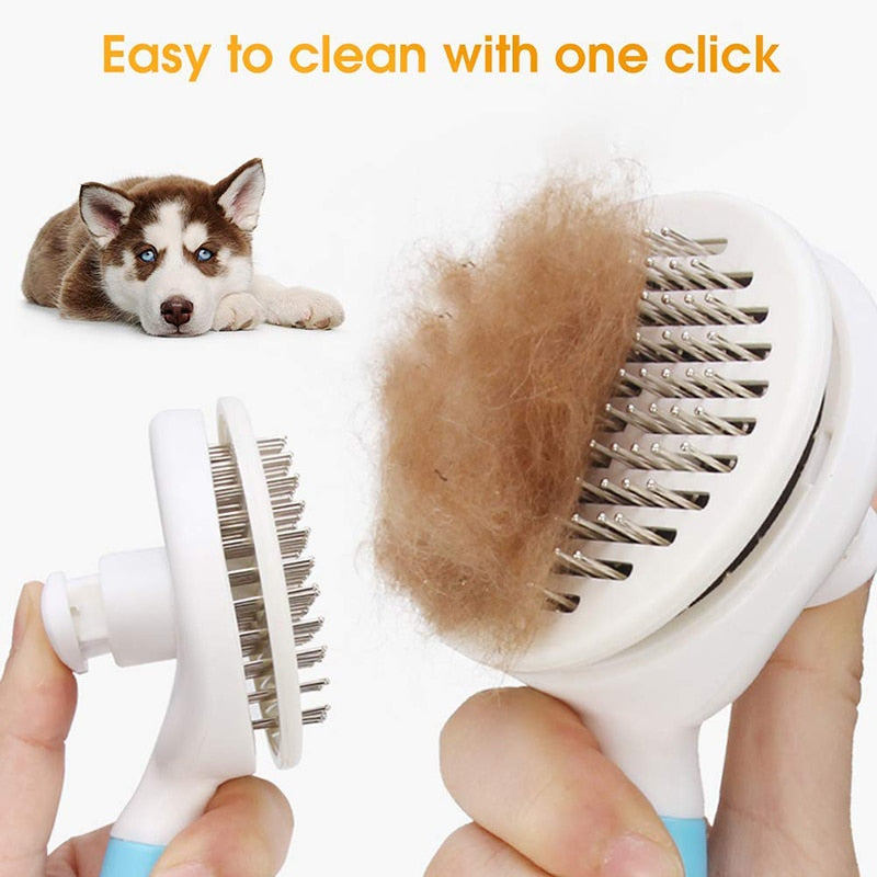 One Button Self Cleaning Dog Brush