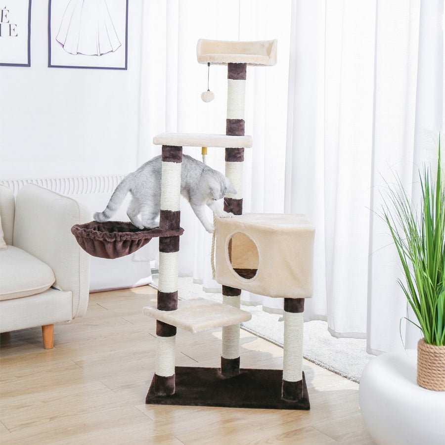 White Plush Cat Tree Tower Condo